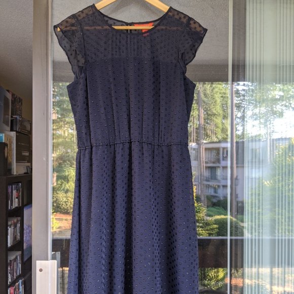 Navy Polka Dot Dress - Picture 2 of 5
